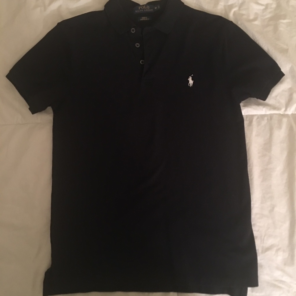 Polo black medium polo shirt sleeve collared